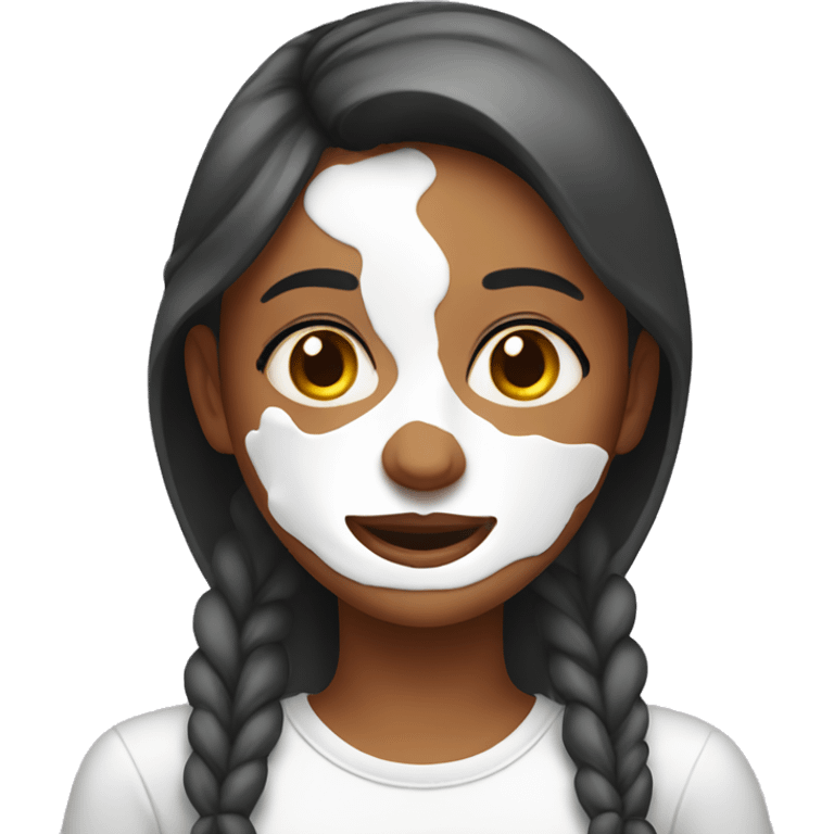 A girl with yogurt on her face emoji