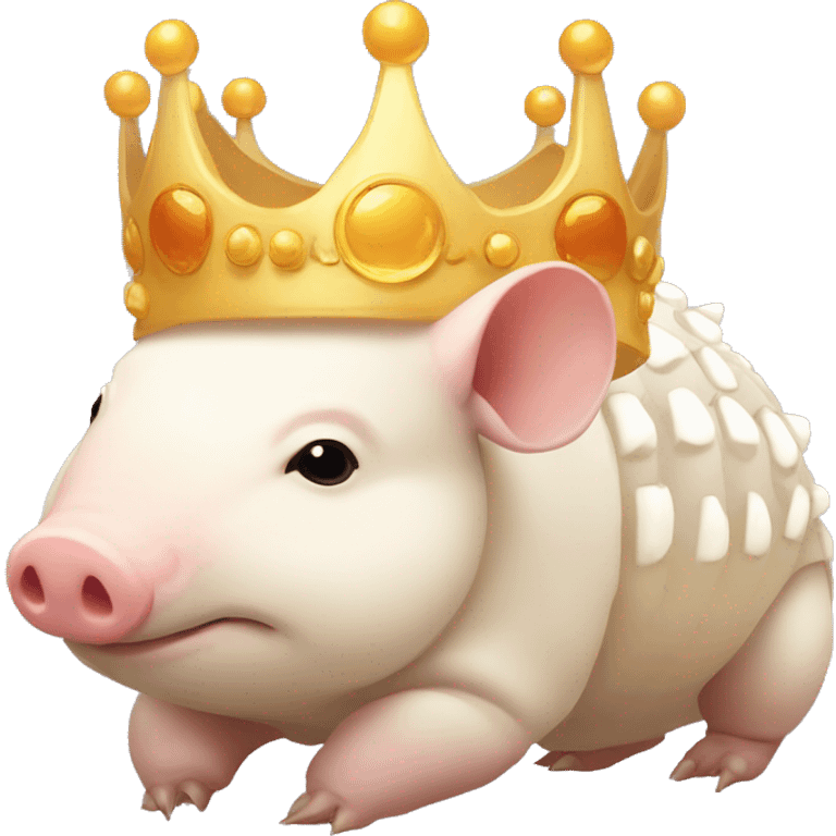 Albino chubby round armadillo pig panda centipede armadillo wearing a crown emoji