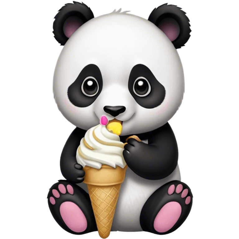 Panda eating ice cream emoji