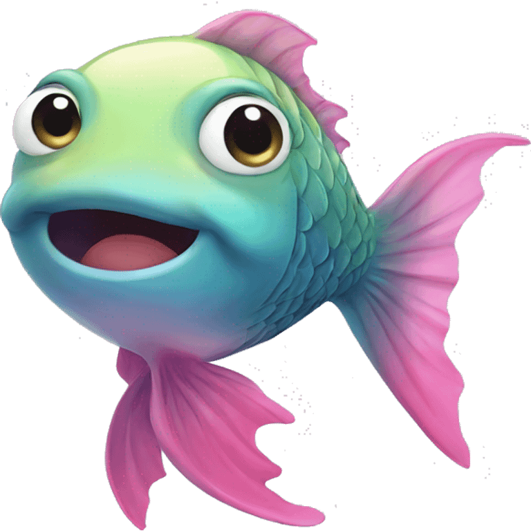 cute fish with love bubble emoji