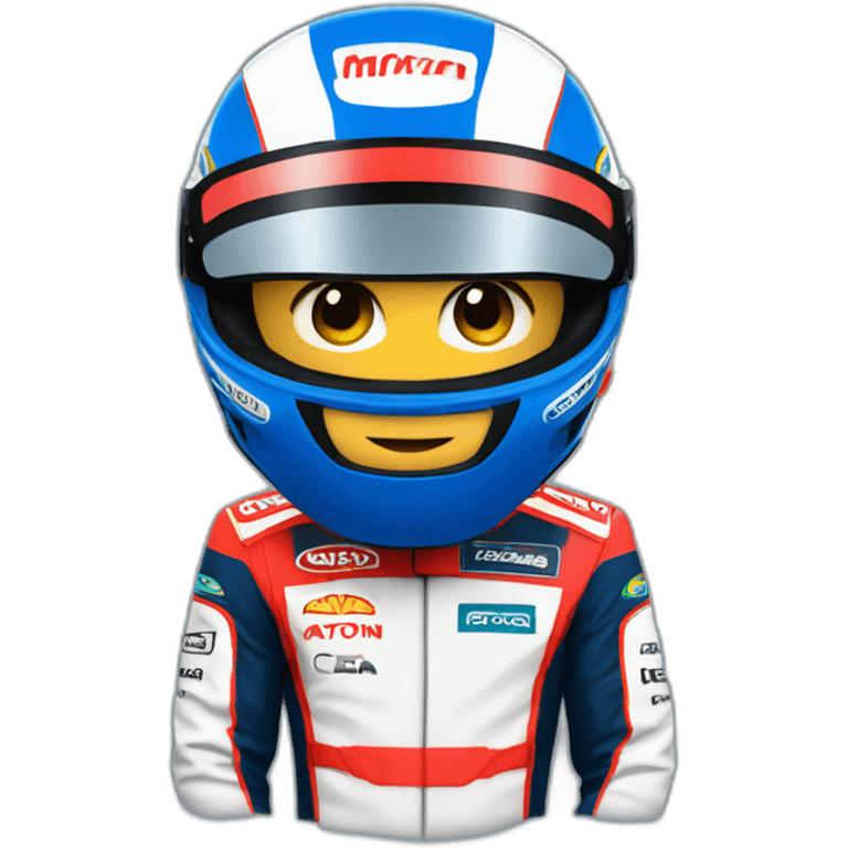 Aytron senna. Blue hat, red racing suit emoji