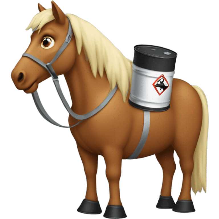 Horse going around a oil drum  emoji