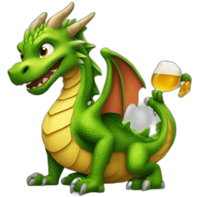 Dragon buvant une bière emoji