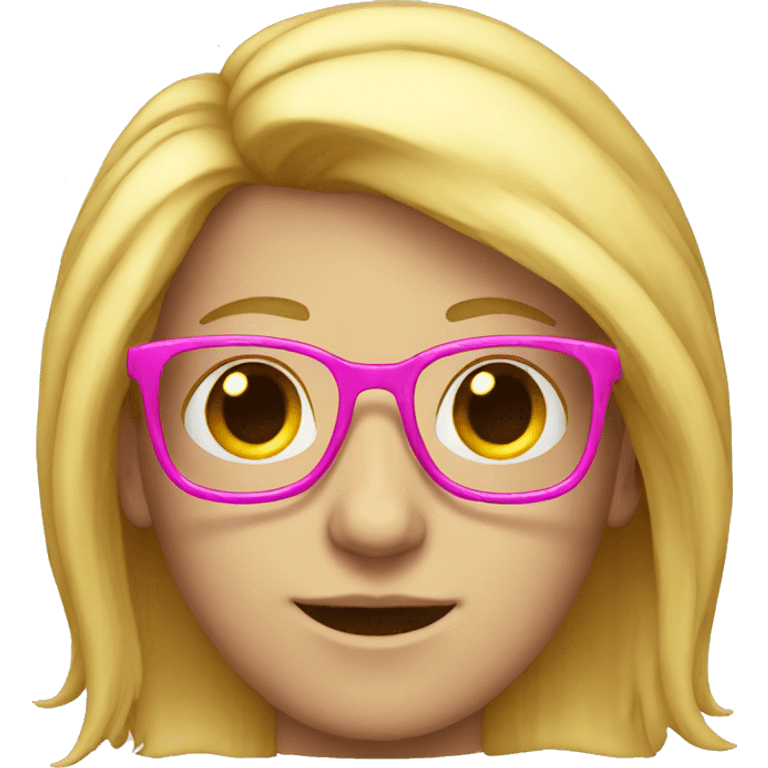 Nerd with pink glasses and long blond hairs emoji