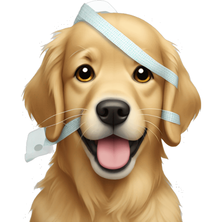 Golden retriever bandaged emoji