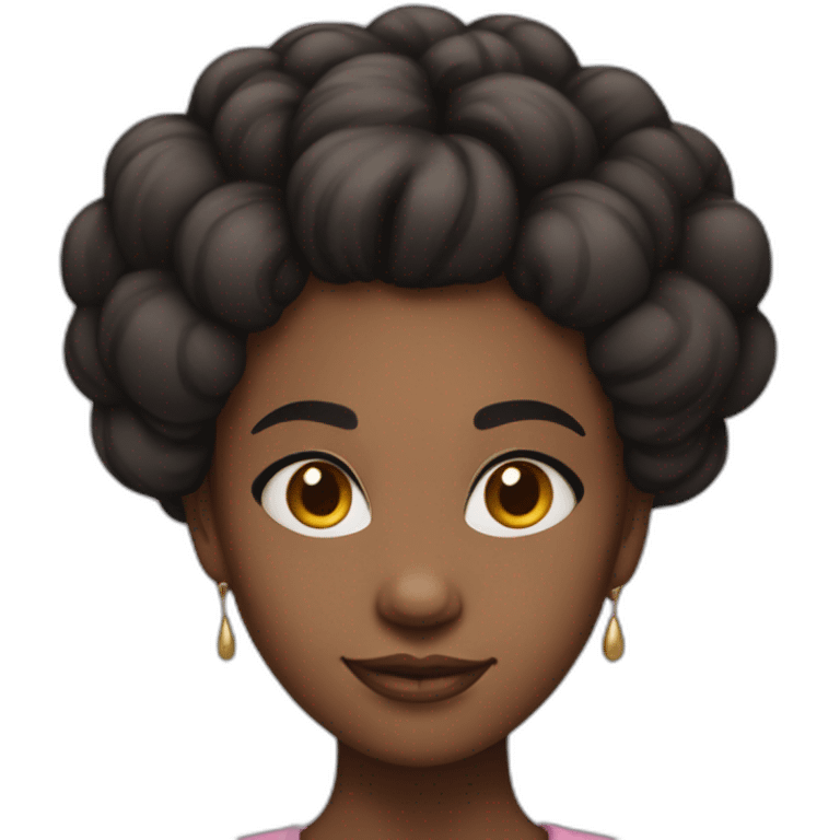 black girl with big fore head and short hair in a small bun emoji