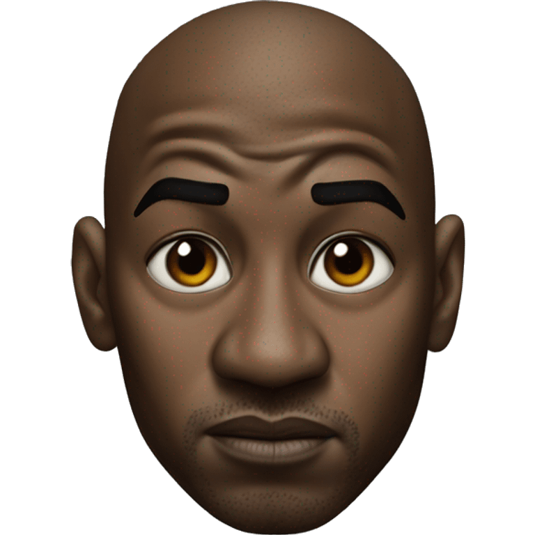 Michael Jordan in a jacket holds his head and is sad photorealistic serious emoji