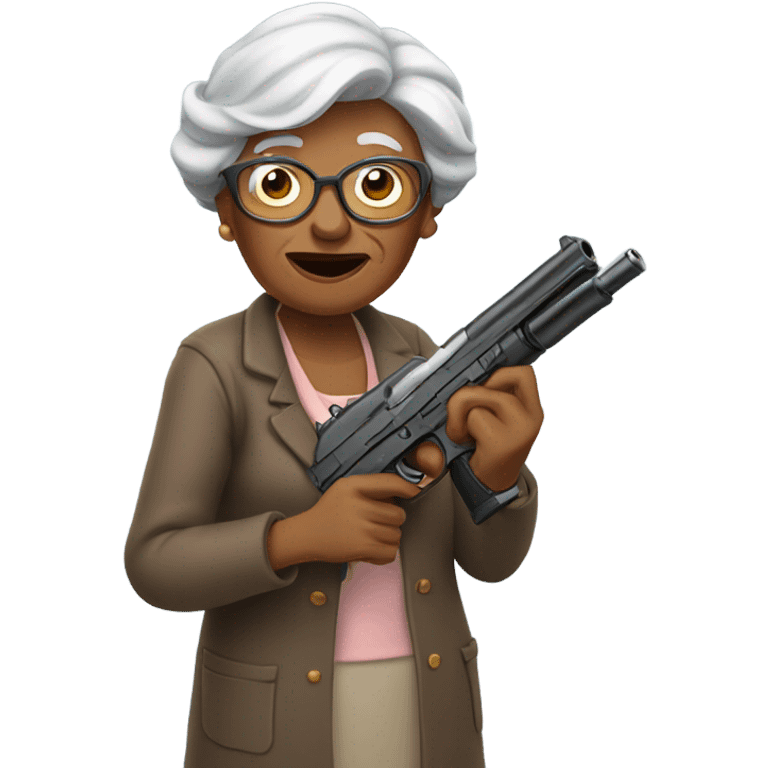 Grandma with a gun emoji