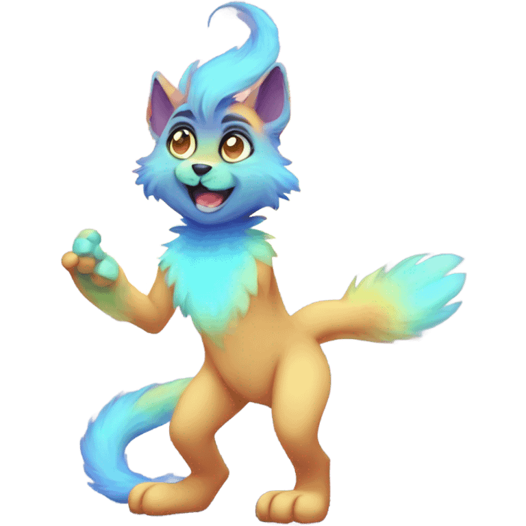 gradient-Sparkle-nebula-fursona anthropomorphic furry Fakémon full body emoji