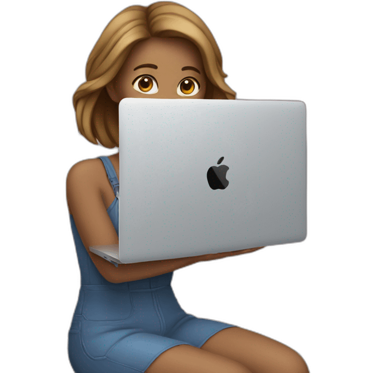 Girl-hold-MacBook emoji