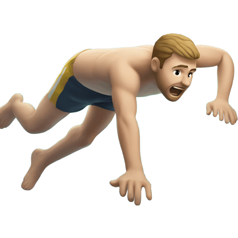 An emoji of a fair-skinned man diving headfirst into a pool. emoji