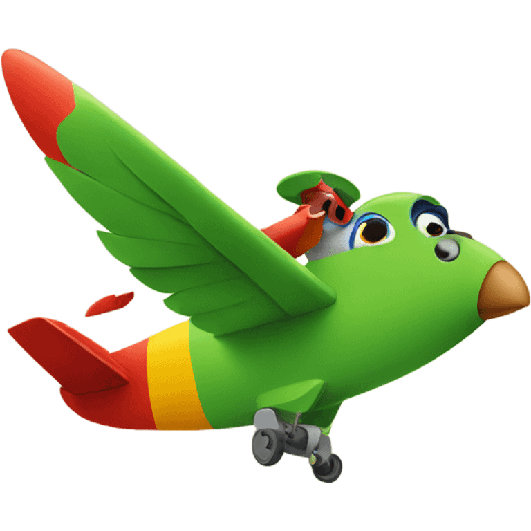 Parrot flying an airplane emoji