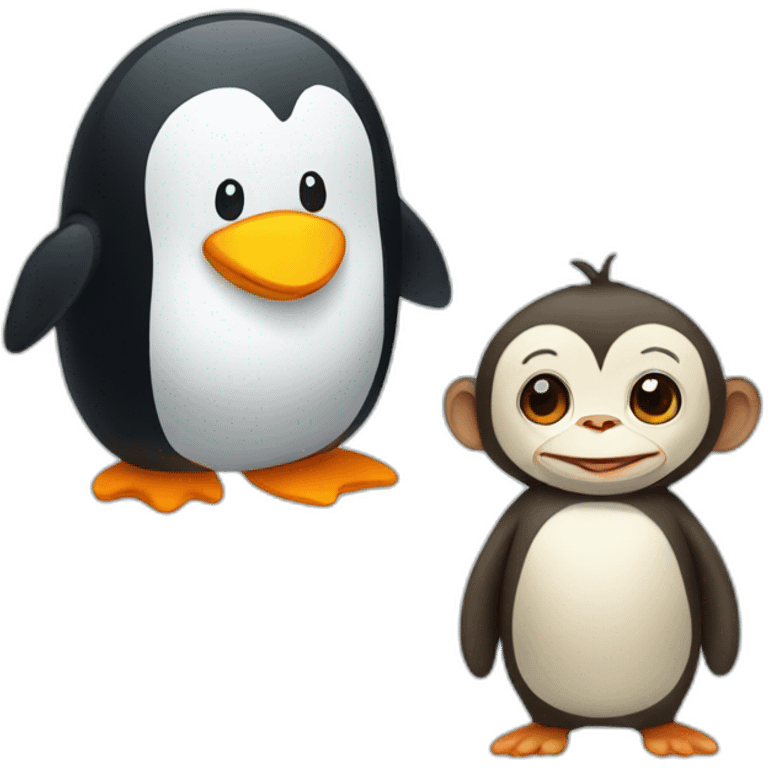 Penguin and monkey emoji