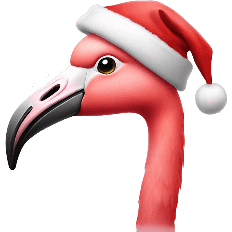 Flamingo with santa hat emoji