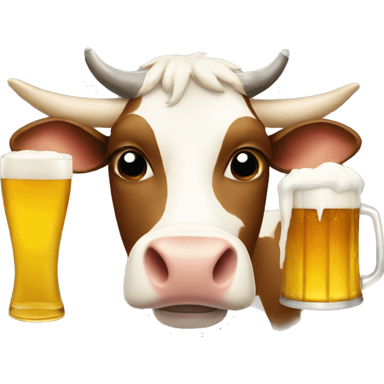 A cow drinking a beer  emoji