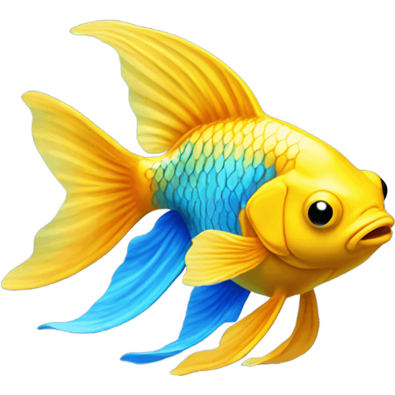 Yellow and blue goldfish emoji