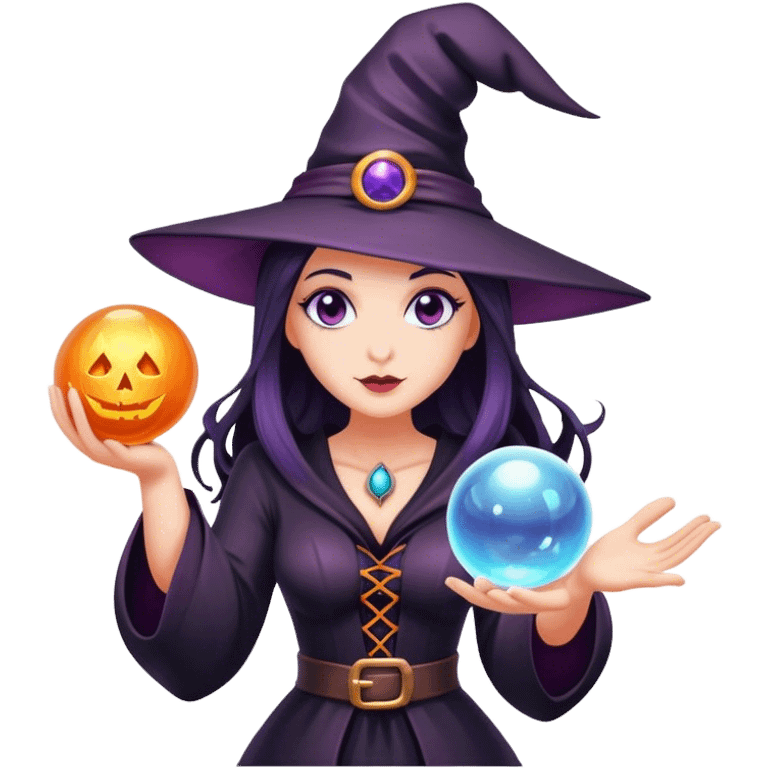 Beautiful Witch with magic ball emoji