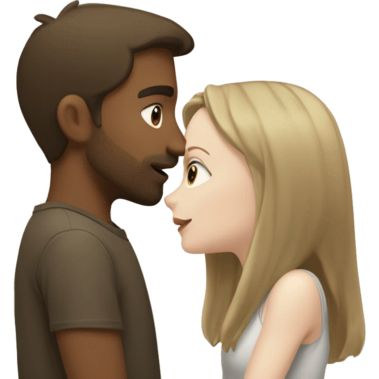 A blonde girl with pale skin kisses a light-skinned brown guy with dark hair emoji