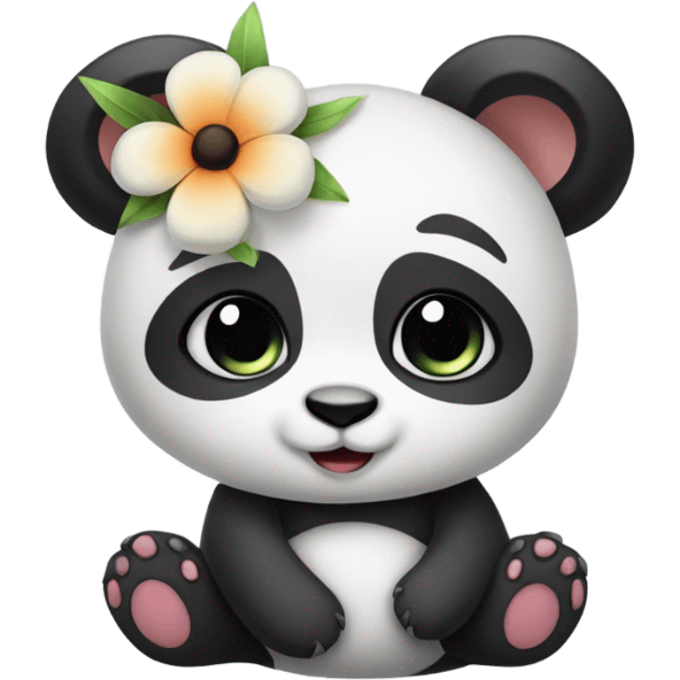 Cute female Panda wearing a tutu and a flower above 1 ear  emoji