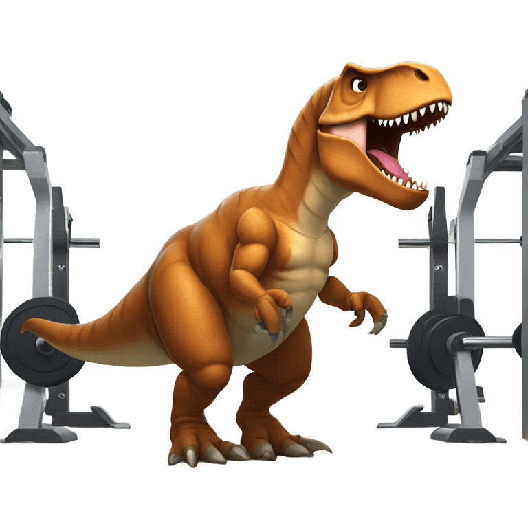 T-Rex lifting weights emoji