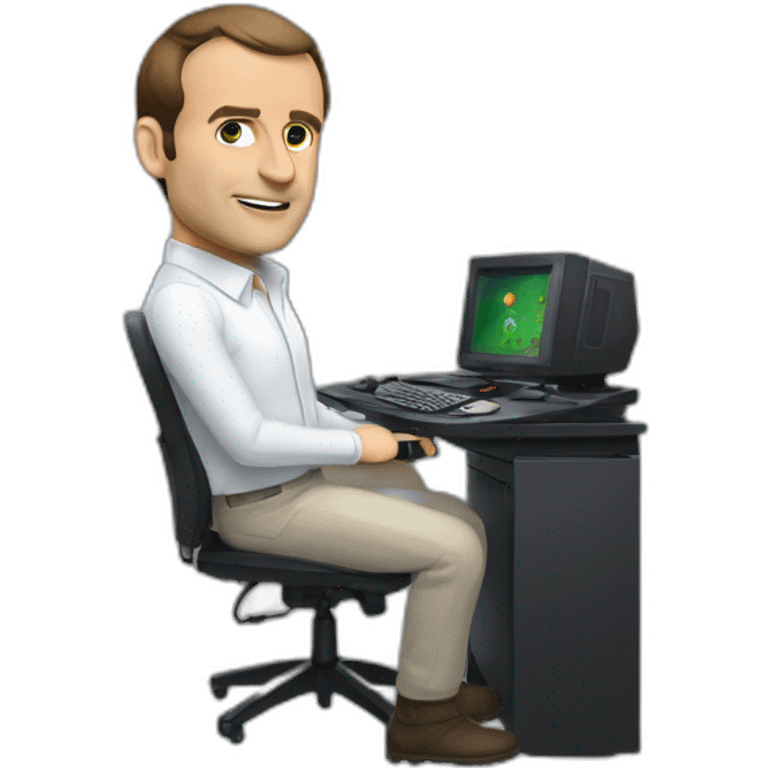 Macron et un pc gamer emoji