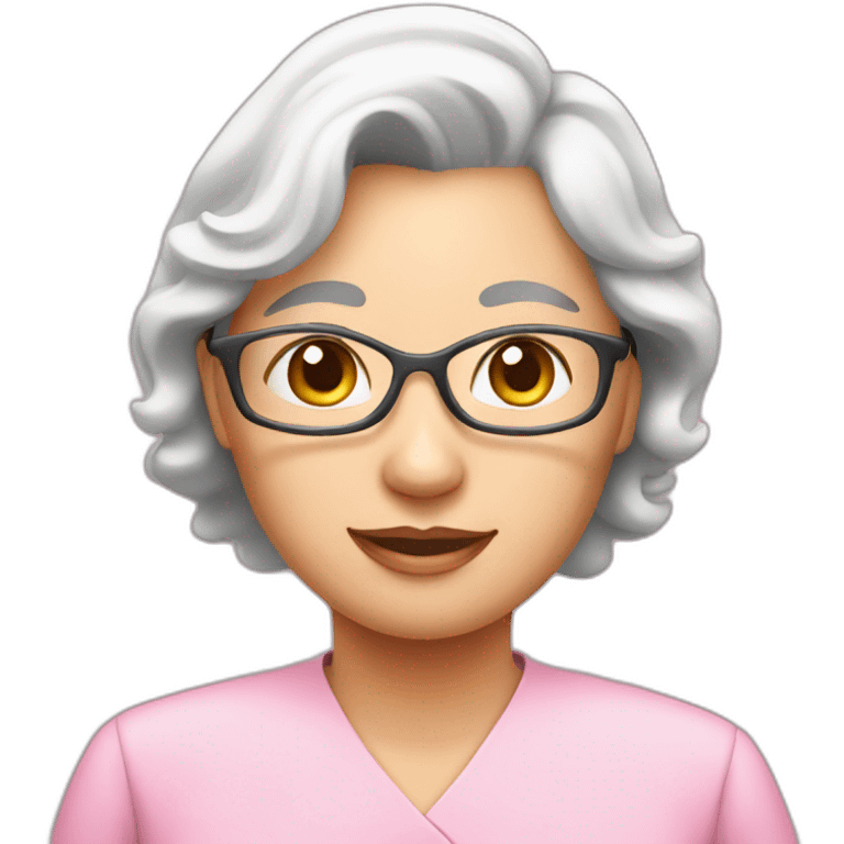 Nursing home staff in pink emoji