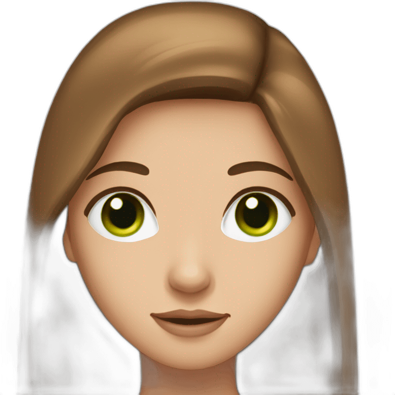 long straight brown hair girl with green eyes and freckles from head to chest emoji