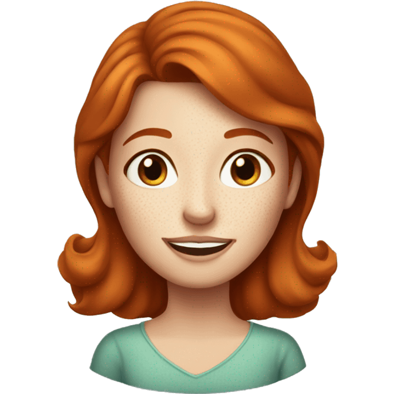 Redhead lady in 30s with freckles at home  emoji