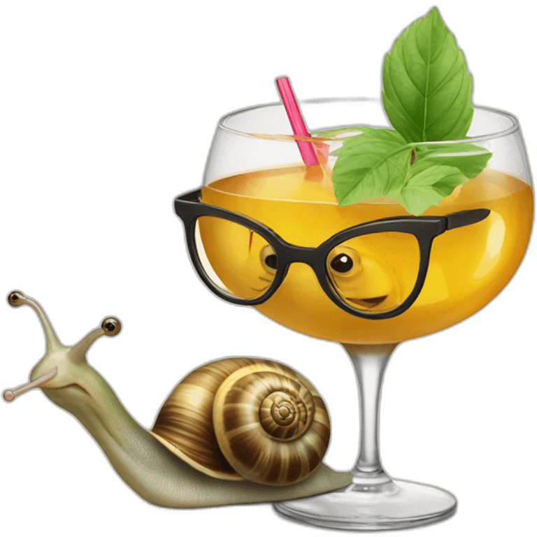 Female snail with glasses and a cocktail emoji