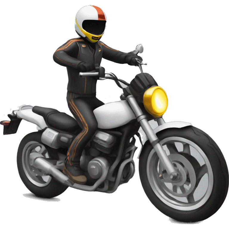 Un motard qui fait une roue arrière  emoji