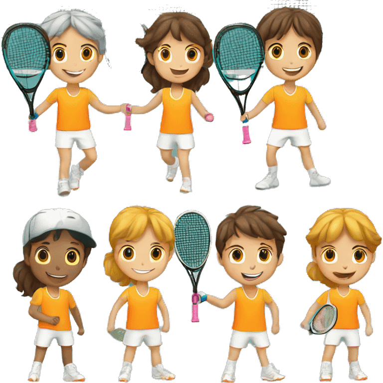 boys padel tennis players and girls runners emoji