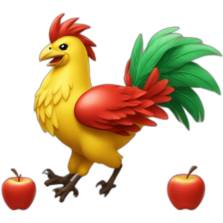 red apple riding a chocobo emoji