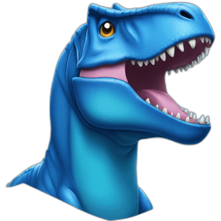 Blue T-rex without jaw emoji