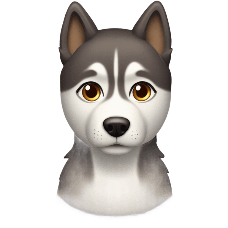 HUSKY roux au yeux marron clair avec a coter de lui une fille au cheveux noir yeux marron clair et au teint bronzer  emoji