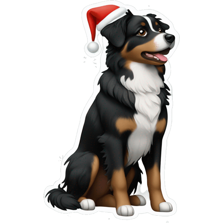 Small black australian shepherd dog Christmas tree emoji