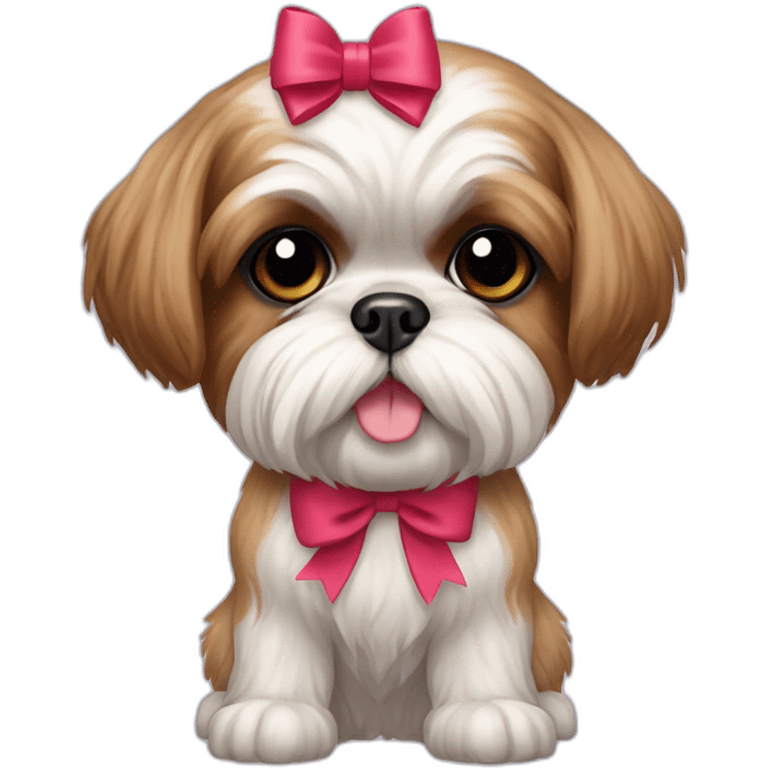 Dog Shih Tzu with a bow on his head full-body emoji