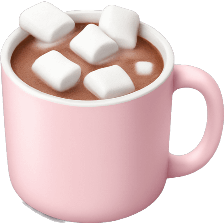 Light Pink mug of hot chocolate with marshmallows  emoji