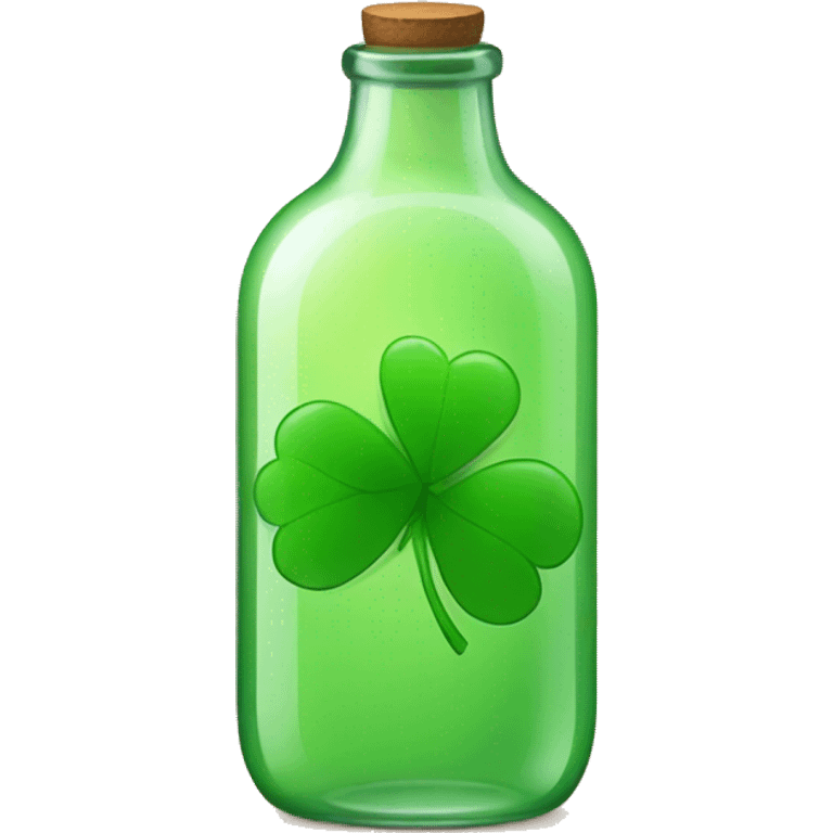 Ios 9.1 emoji style, a four-leaf clover in a glass bottle emoji