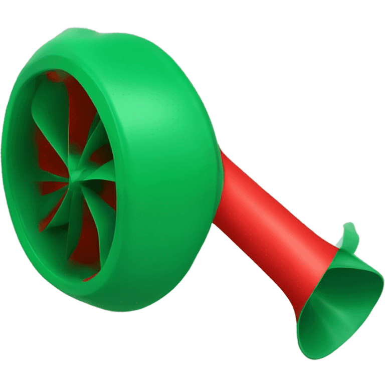 A red and green party blower that unrolls when blown. emoji