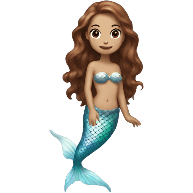 iridescent white mermaid with long brown hair emoji