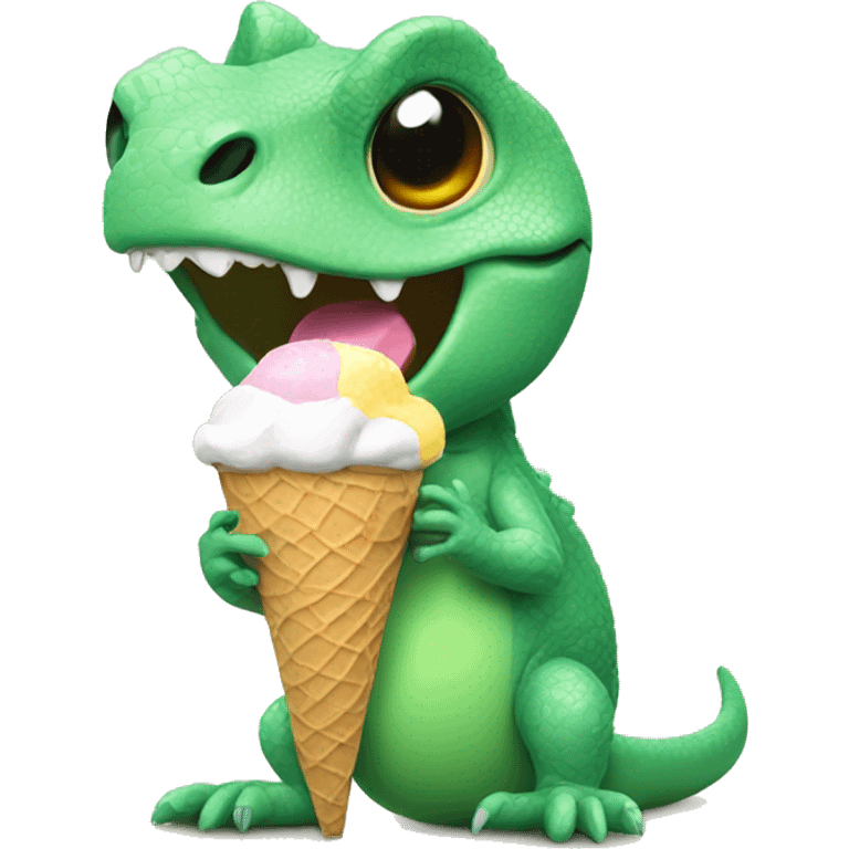 Cute lizard eating ice cream emoji