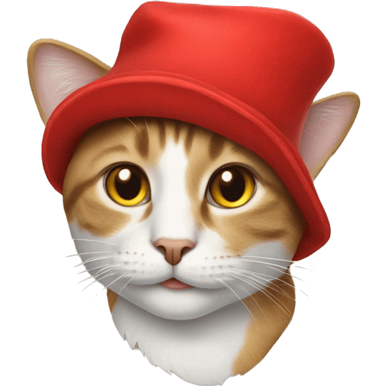 Cat wearing red hat emoji