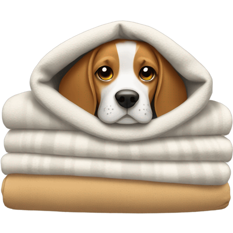 Beagle under many blankets emoji