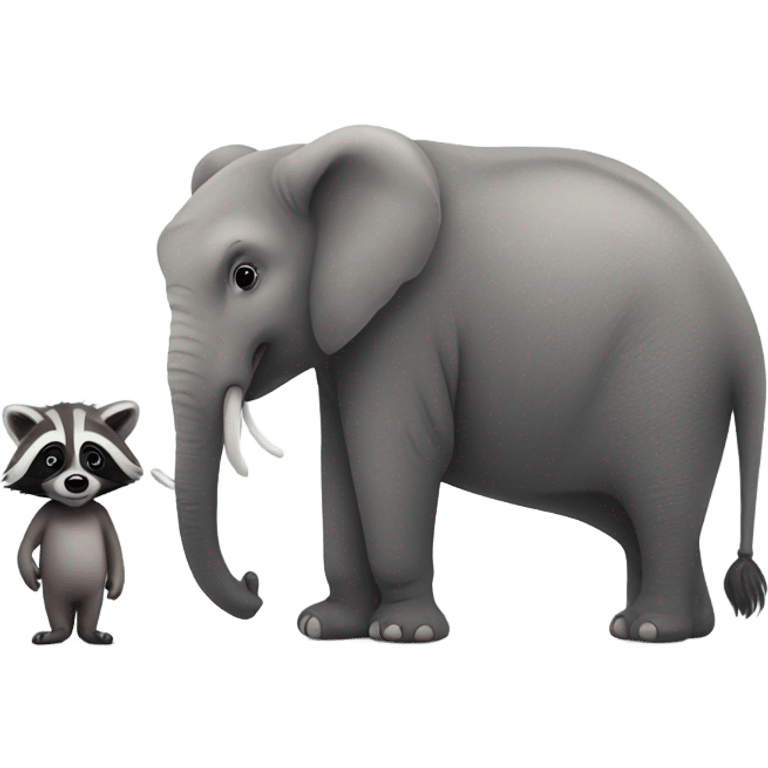 Raccoon with a elephant friend emoji