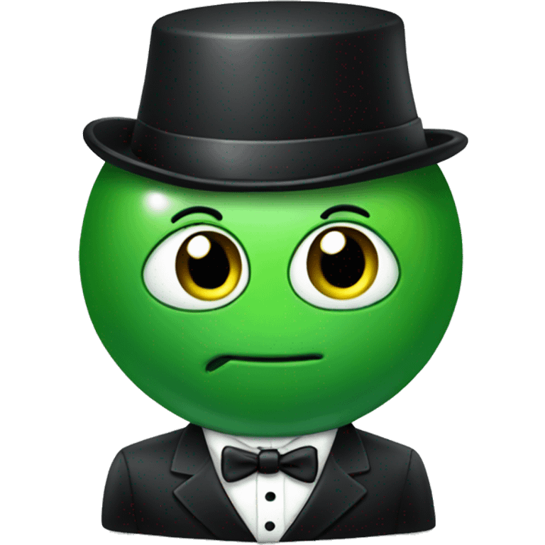 green pee pod wearing a tuxedo emoji