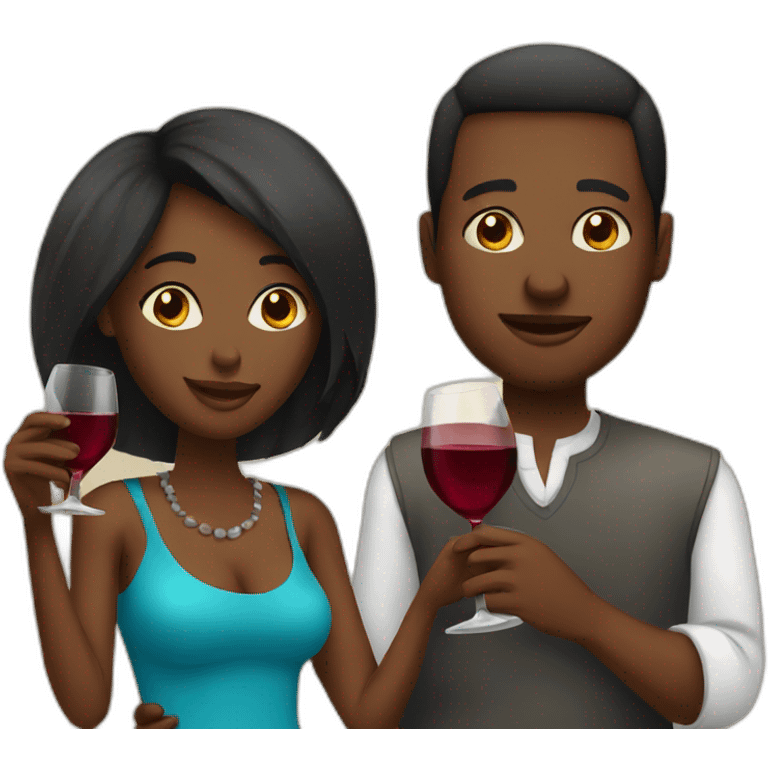 african couple drinking wine emoji