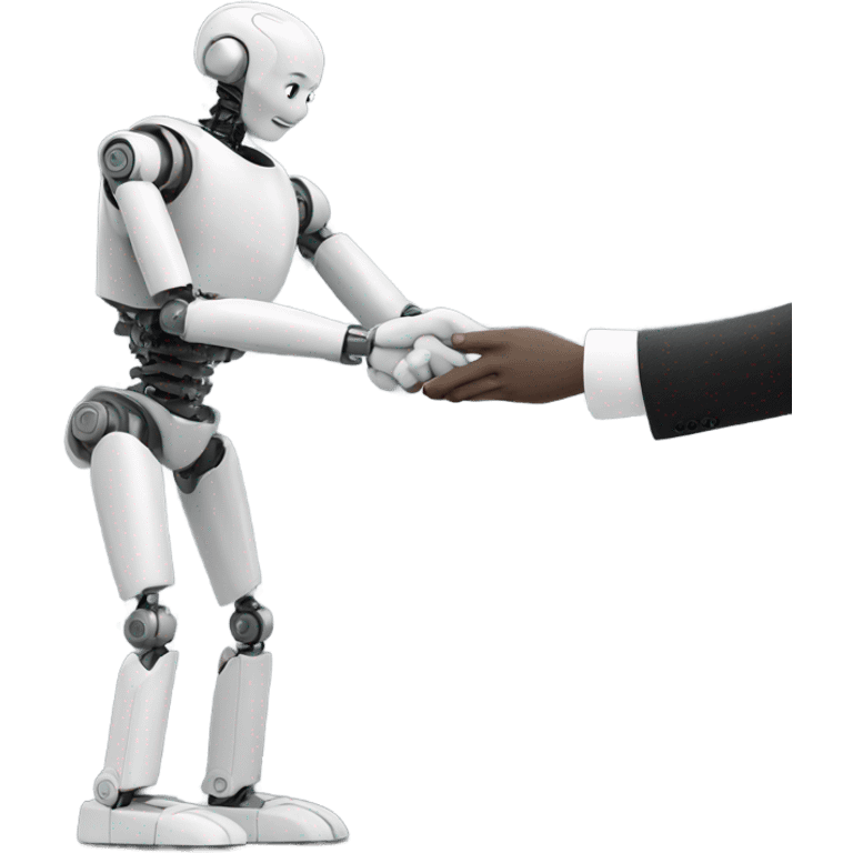 human shaking hands with a grey robot emoji