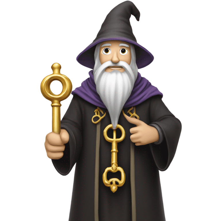 male wizard have holding big key emoji