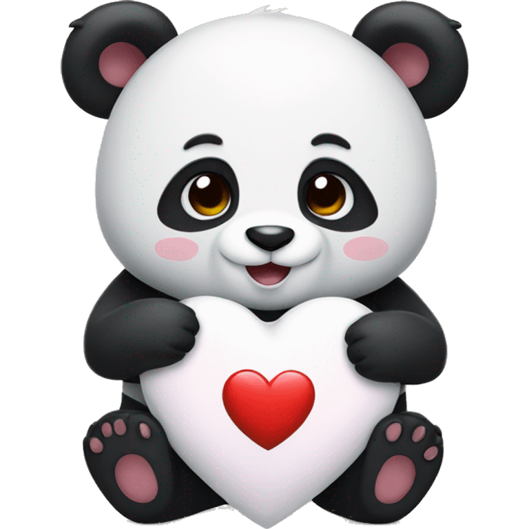 Panda holding a heart emoji