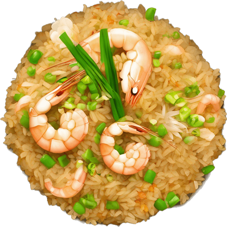 a bowl of gold prawn egg fried rice garnished with sliced garlic and spring onions. The fried rice is just cooked and looks tasty. The bowl is also delicate and elevates the dish to an upper level. emoji